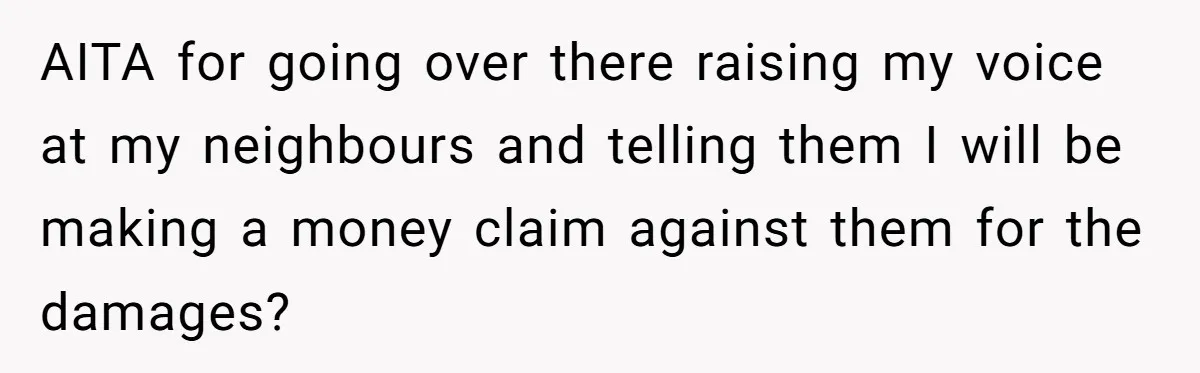 AITA for going over there raising my voice at my neighbours and telling them I will be making a money claim against them for the damages?