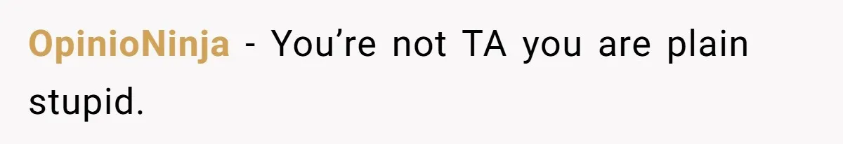 OpinioNinja − You’re not TA you are plain stupid.