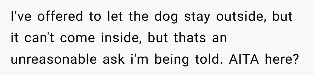 I've offered to let the dog stay outside, but it can't come inside, but thats an unreasonable ask i'm being told. AITA here?