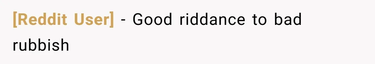 [Reddit User] − Good riddance to bad rubbish