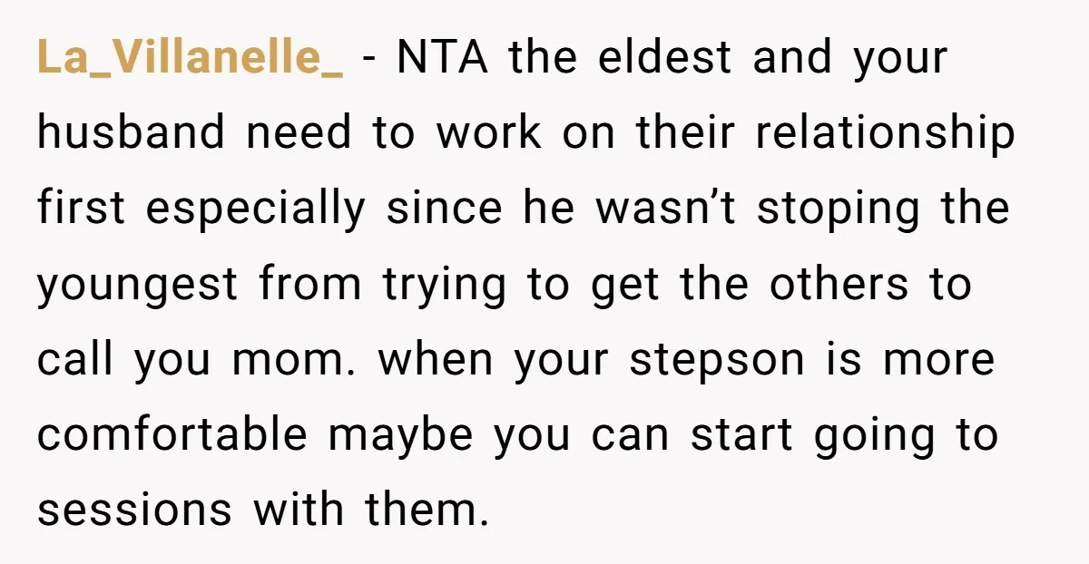 La_Villanelle_ − NTA the eldest and your husband need to work on their relationship first especially since he wasn’t stoping the youngest from trying to get the others to call...
