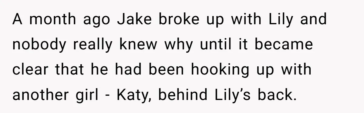 A month ago Jake broke up with Lily and nobody really knew why until it became clear that he had been hooking up with another girl - Katy, behind Lily’s...