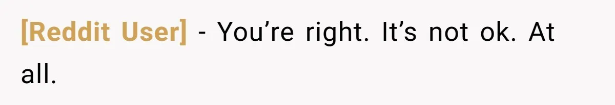 [Reddit User] − You’re right. It’s not ok. At all.