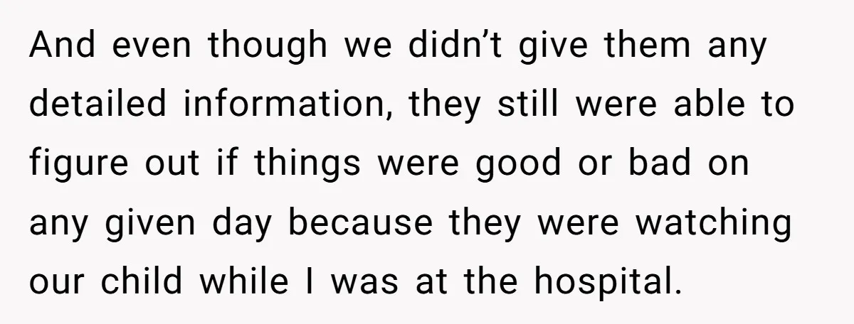 And even though we didn’t give them any detailed information, they still were able to figure out if things were good or bad on any given day because they were...