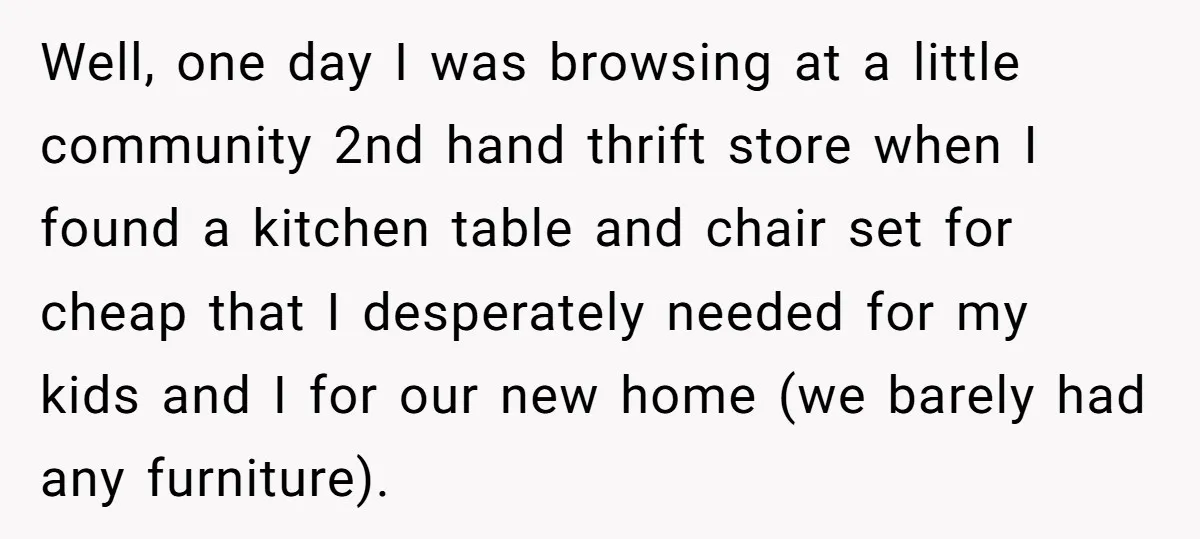 Well, one day I was browsing at a little community 2nd hand thrift store when I found a kitchen table and chair set for cheap that I desperately needed for...