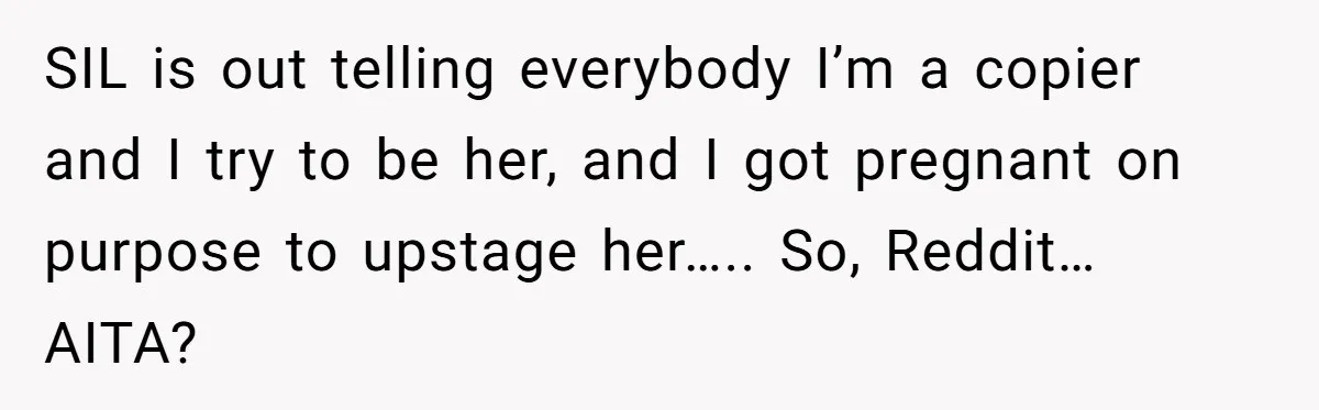 SIL is out telling everybody I’m a copier and I try to be her, and I got pregnant on purpose to upstage her….. So, Reddit… AITA?
