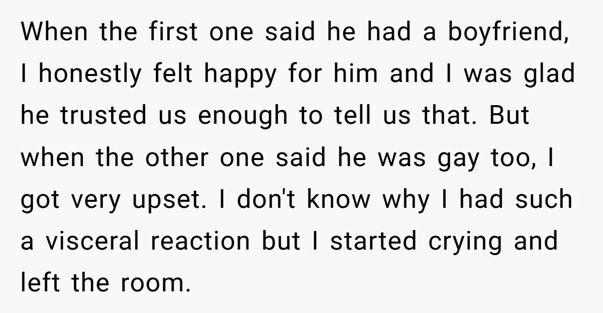 When the first one said he had a boyfriend, I honestly felt happy for him and I was glad he trusted us enough to tell us that. But when the...