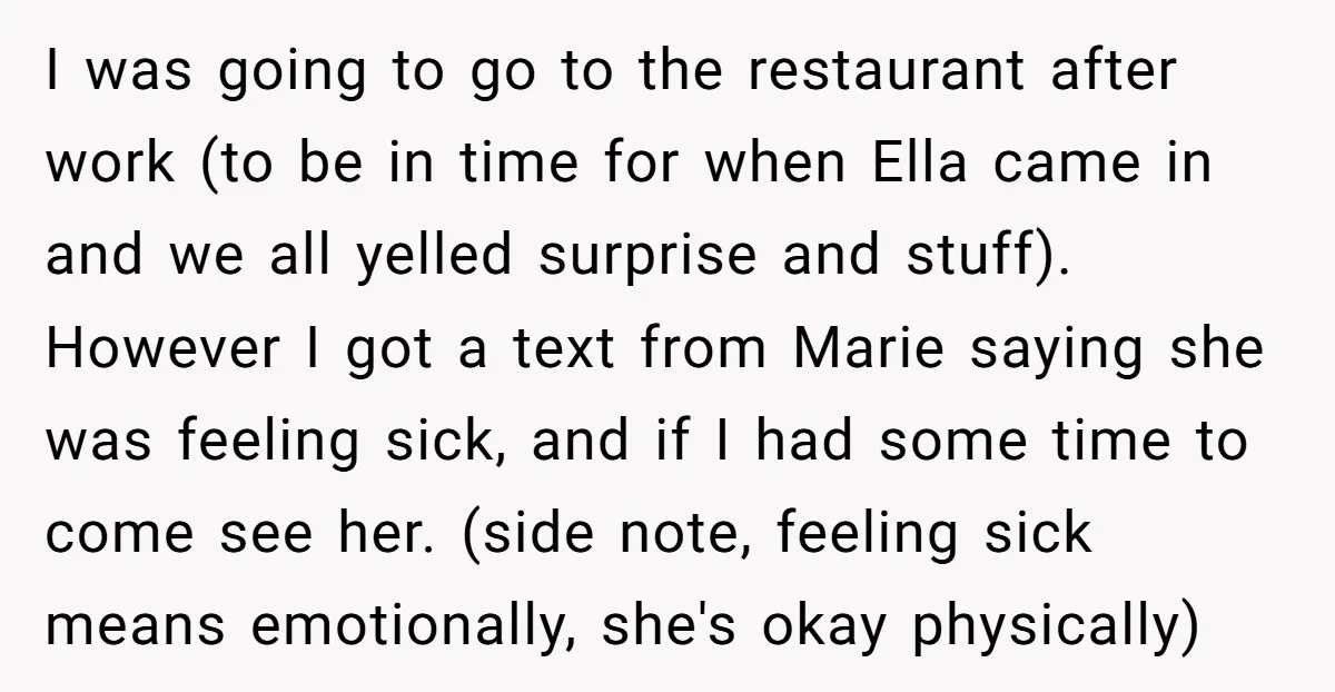 I was going to go to the restaurant after work (to be in time for when Ella came in and we all yelled surprise and stuff). However I got a...