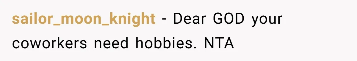 sailor_moon_knight − Dear GOD your coworkers need hobbies. NTA
