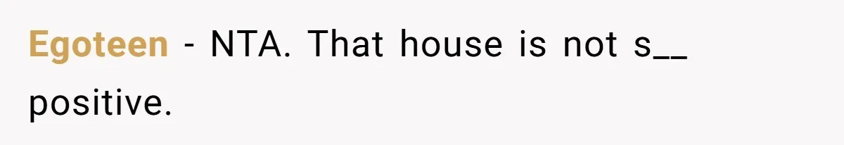 Egoteen − NTA. That house is not s__ positive.
