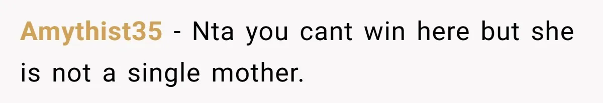 Amythist35 − Nta you cant win here but she is not a single mother.