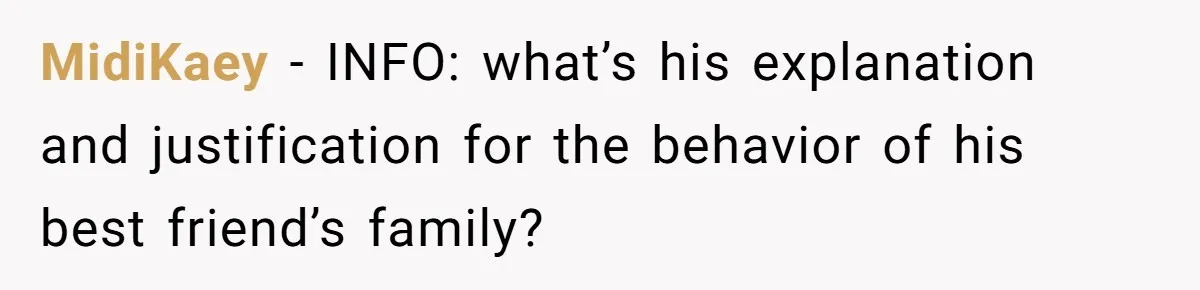 MidiKaey − INFO: what’s his explanation and justification for the behavior of his best friend’s family?