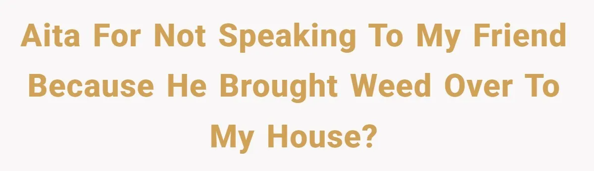 AITA for not speaking to my friend because he brought weed over to my house?
