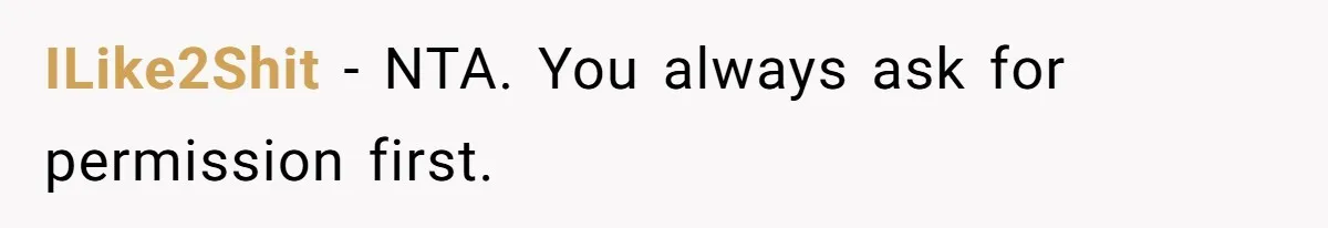 ILike2Shit - NTA. You always ask for permission first.