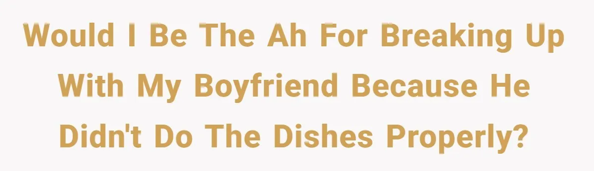 Would I be the AH for breaking up with my boyfriend because he didn't do the dishes properly?