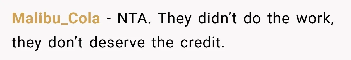 Malibu_Cola − NTA. They didn’t do the work, they don’t deserve the credit.