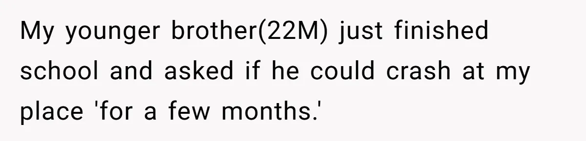 My younger brother(22M) just finished school and asked if he could crash at my place 'for a few months.'