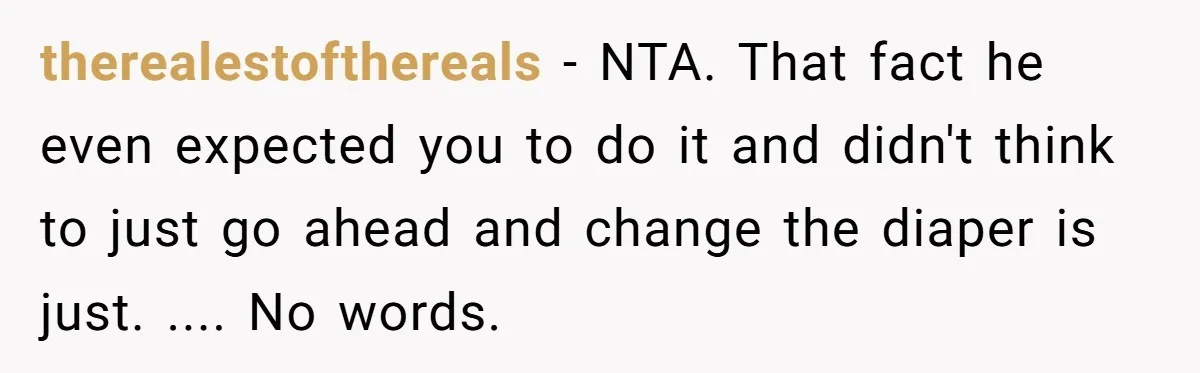 therealestofthereals − NTA. That fact he even expected you to do it and didn't think to just go ahead and change the diaper is just. .... No words.