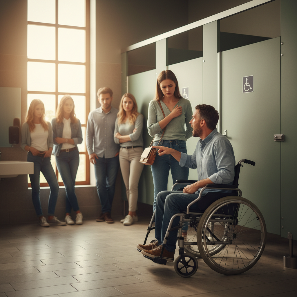 Stranger Demands Woman Vacate the Accessible Restroom, Sparking a Bitter Debate on Invisible Disabilities