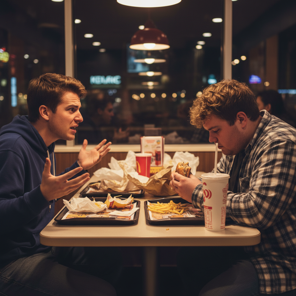 This Guy Snapped When His Friend Blamed His Dating Struggles on His Weight During a Fast Food Binge