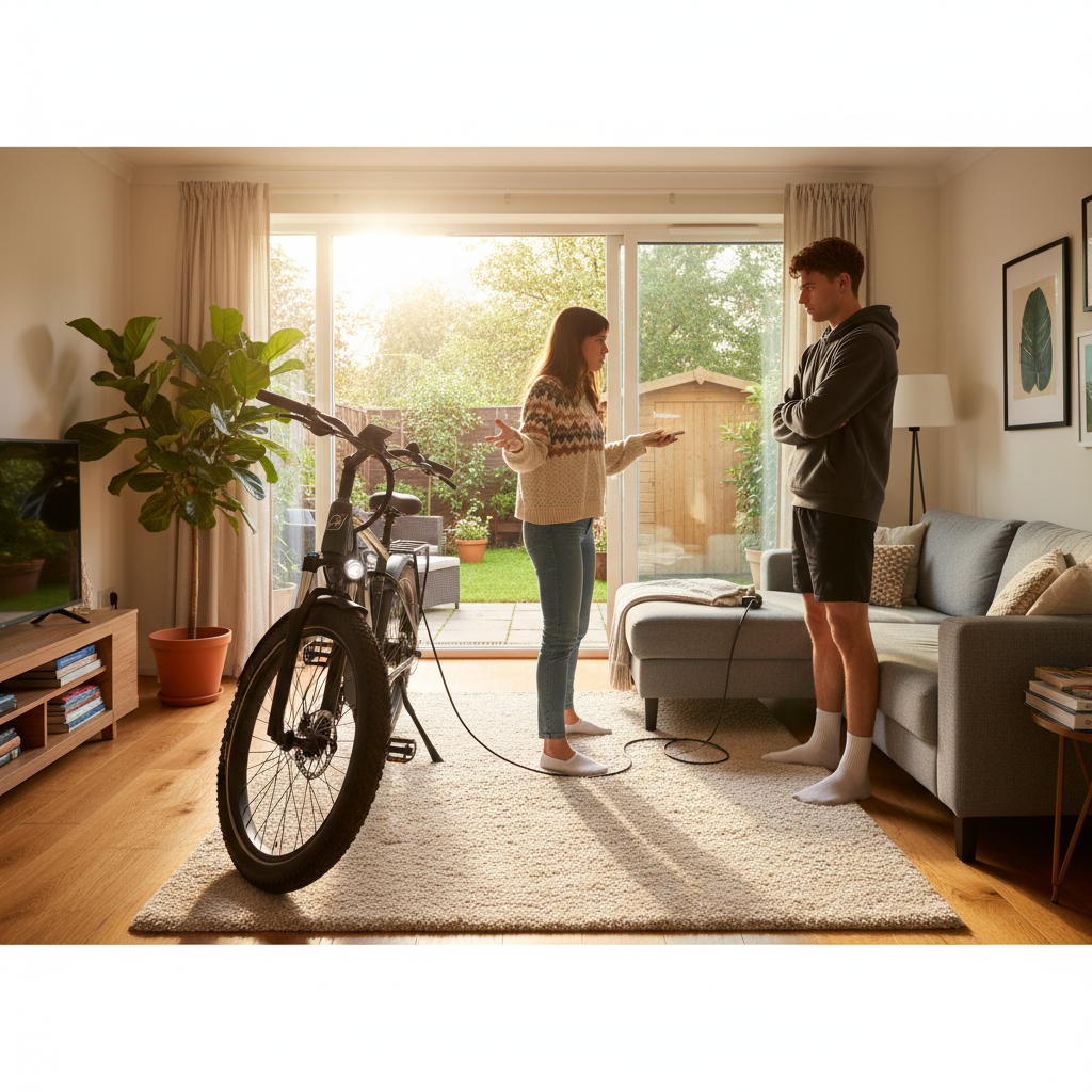 Roommate Refuses to Move E-Bike Outside, Sparks a Fiery Debate Over Living Room Decor