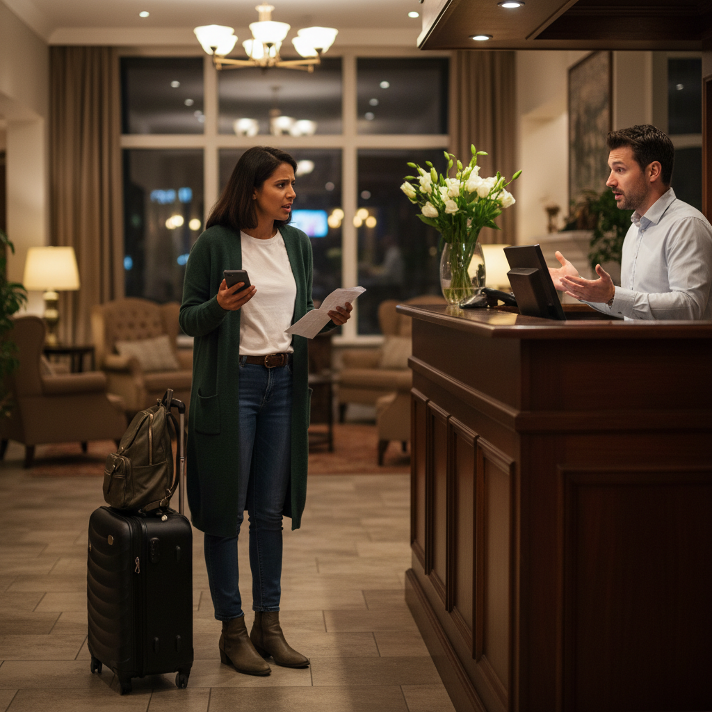 Woman Refuses to Leave Hotel Lobby After Her Confirmed Room Mysteriously Vanishes