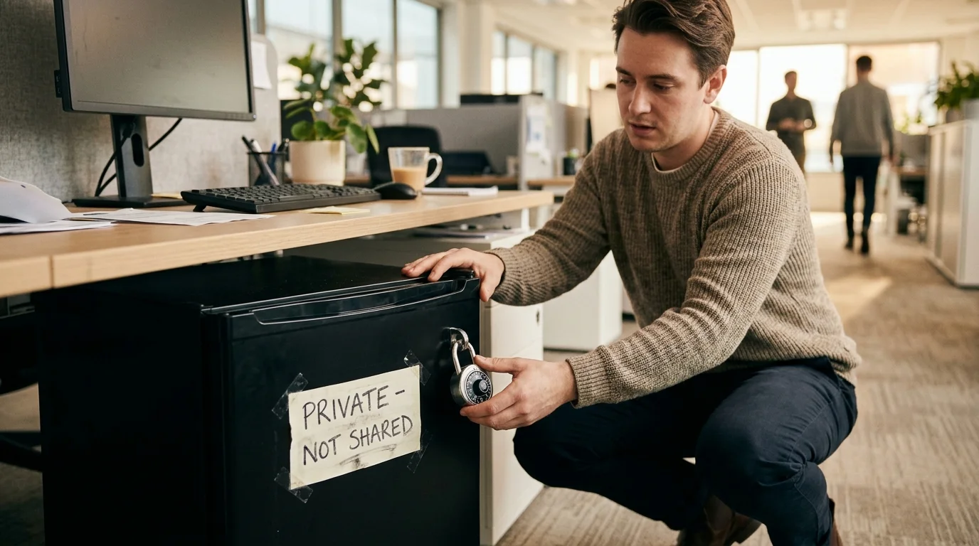 Worker Puts a Lock on Their Desk Fridge After Coworkers Treat It Like a Free Buffet