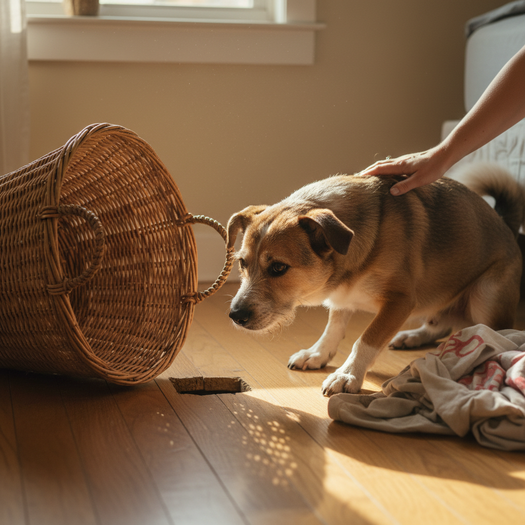 Dog Quietly Guarded Her Laundry Basket for Weeks, Then She Moved It and Found Out Why