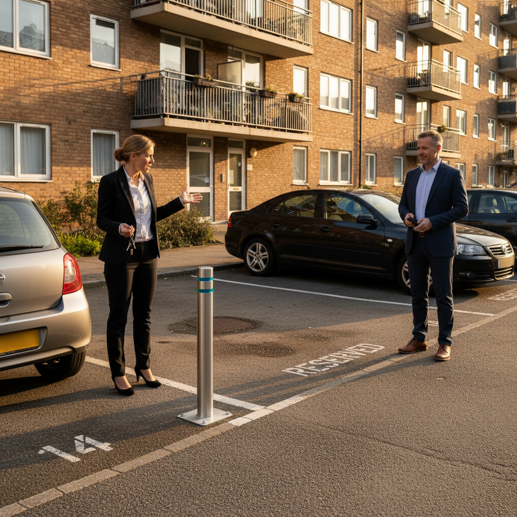 Woman Ignores Her Neighbor's Assigned Parking Spot, So He Installs a Removable Bollard