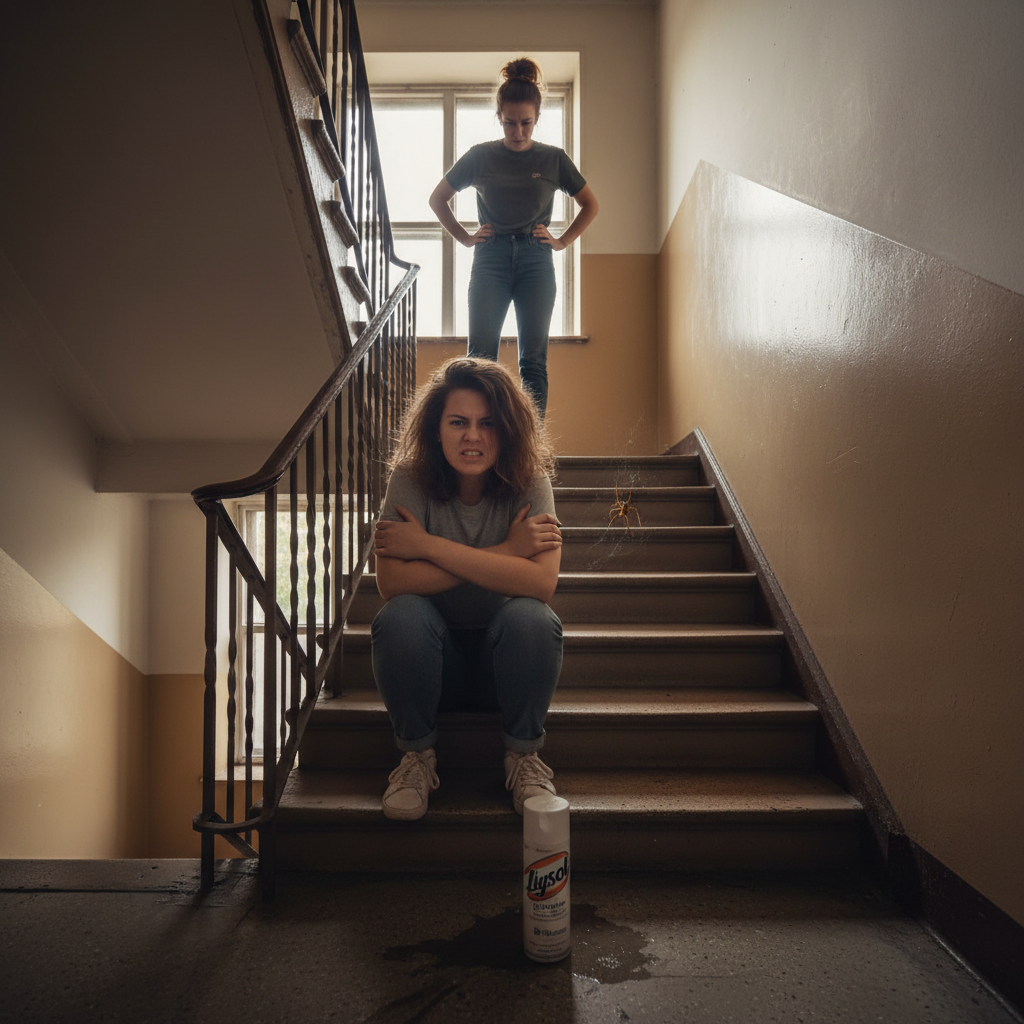 Woman Refuses to Walk Up Stairs for an Hour Because of a Spider, Then Demands Her Roommate Apologize