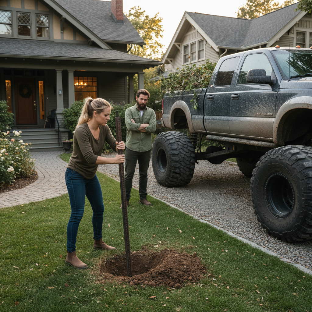 Woman Installs a Metal Post to Stop Her Neighbor’s Truck, Now Her Husband Is Calling Her Vindictive