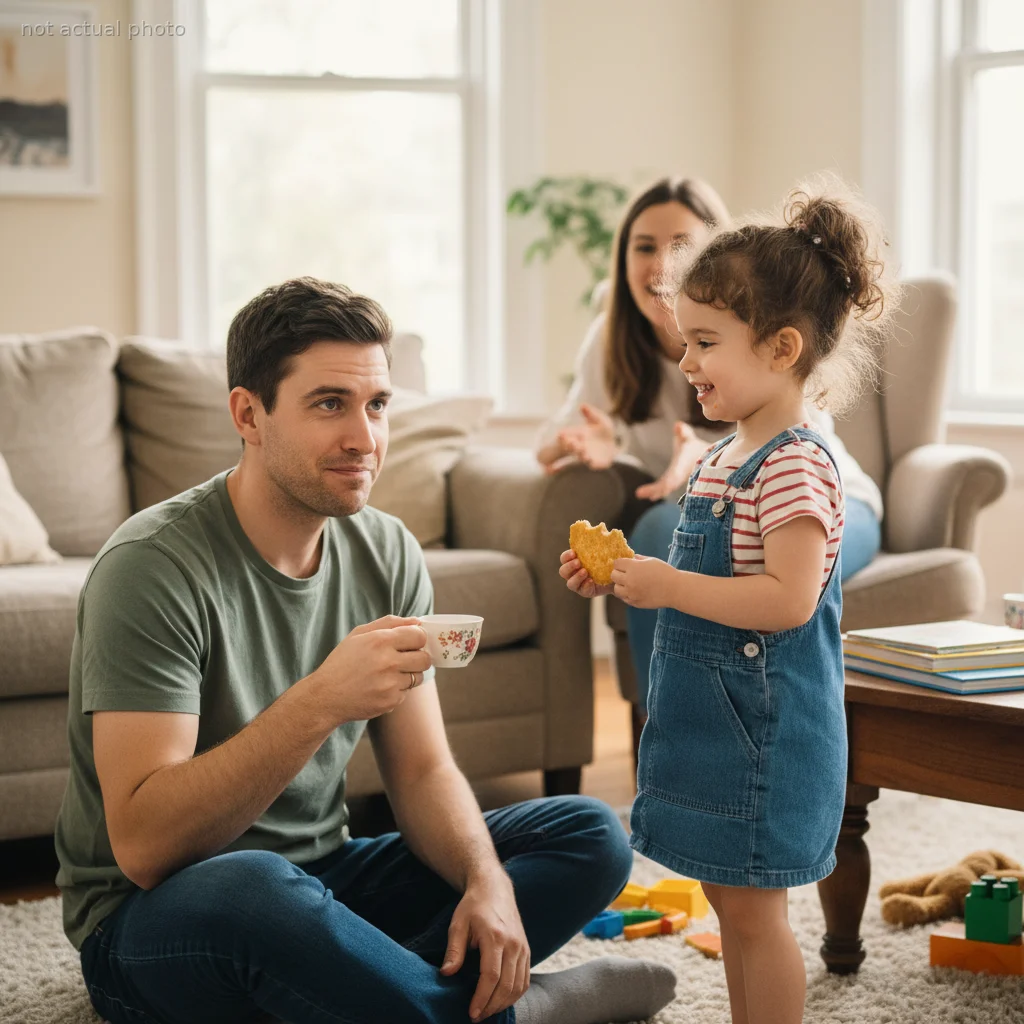 This Mom Encouraged Her Toddler To Share With Dad, But He Claims She Set Him Up To Fail