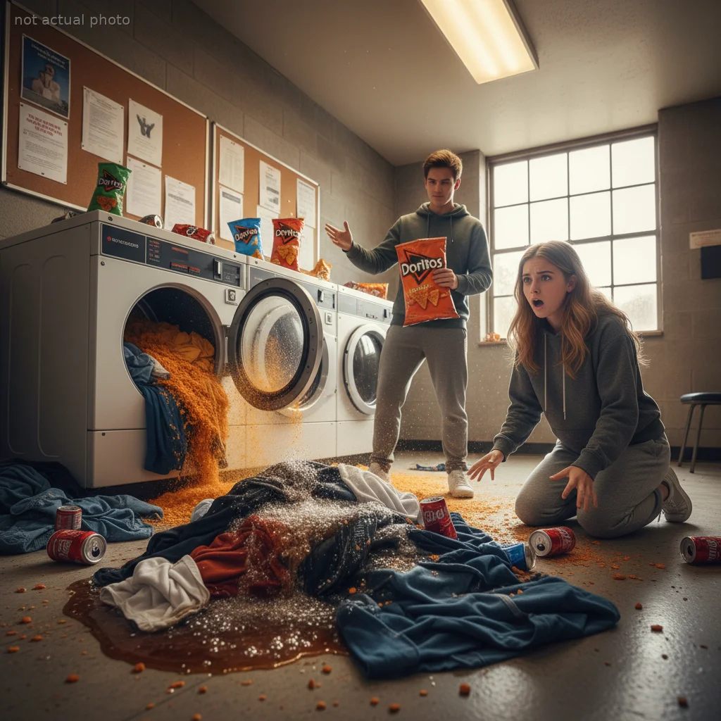 This Student Found Her Clean Laundry Dumped in Soda, So She Ruined the Thief's Load With Doritos