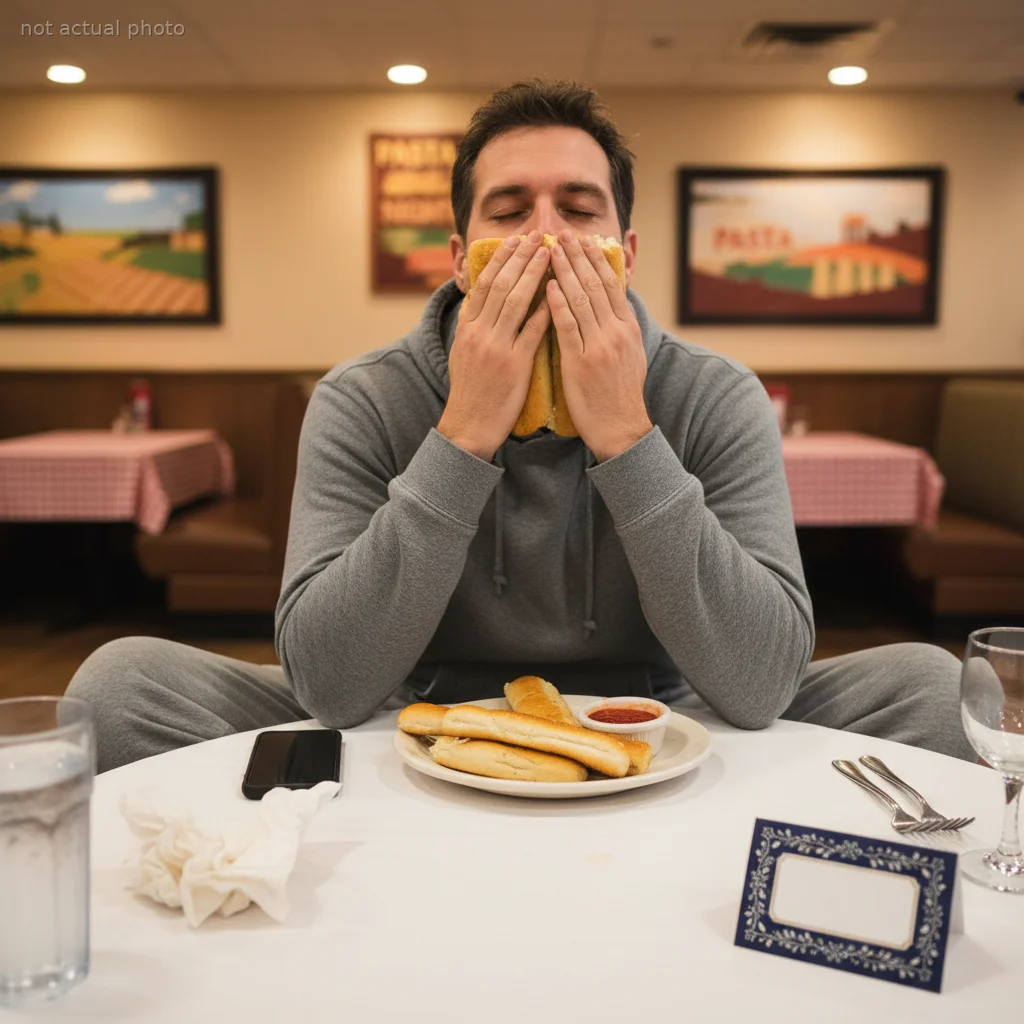 Husband Ditches Wife's Fancy Surprise Reservation to Eat Breadsticks Alone on His Birthday