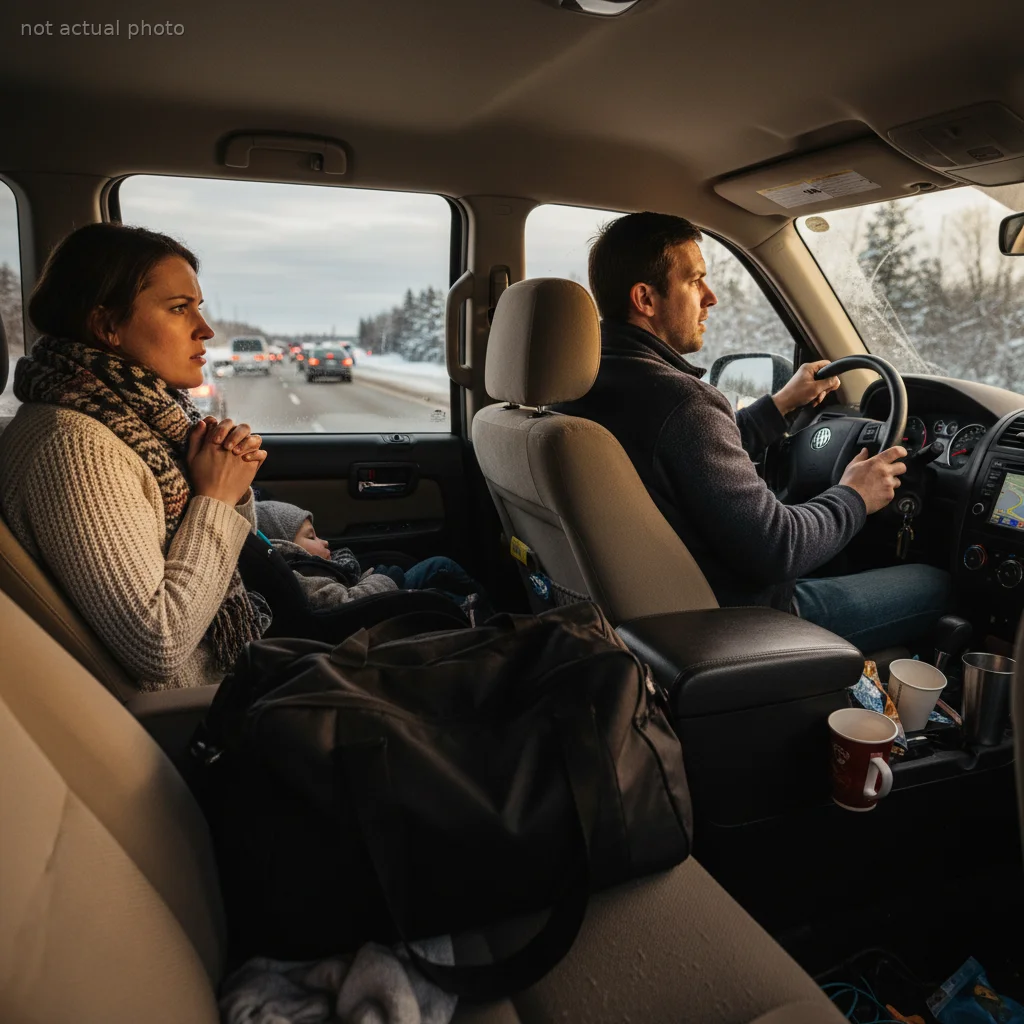 Husband Banishes His Wife to the Backseat After Her Nervous Habits Put the Family at Risk