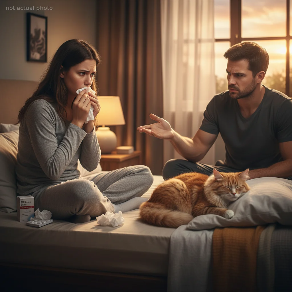 She Refused to Sleep With Her Husband's Cat Due to Severe Allergies, Now He's Calling Her Rude