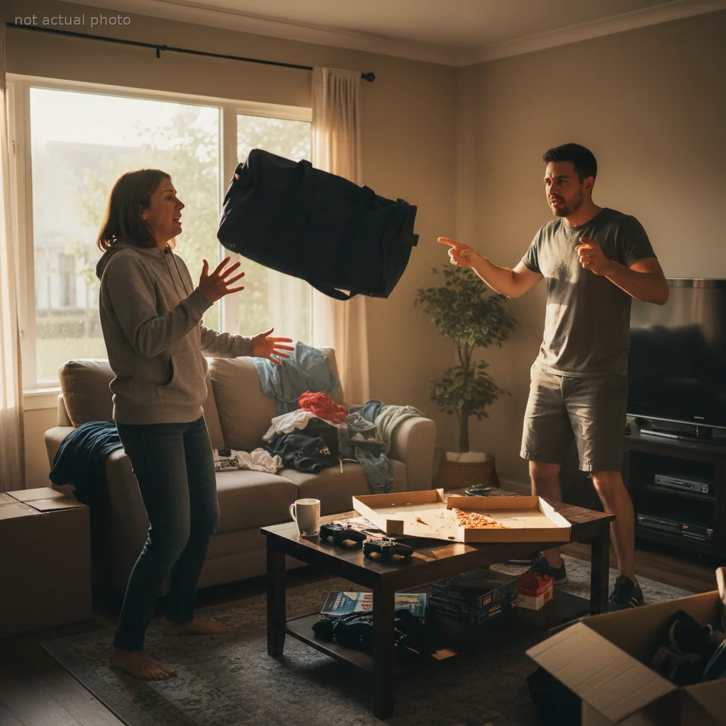 Boyfriend Throws a Duffle Bag at His Partner's Face, Then Blames Her for Not Blocking It