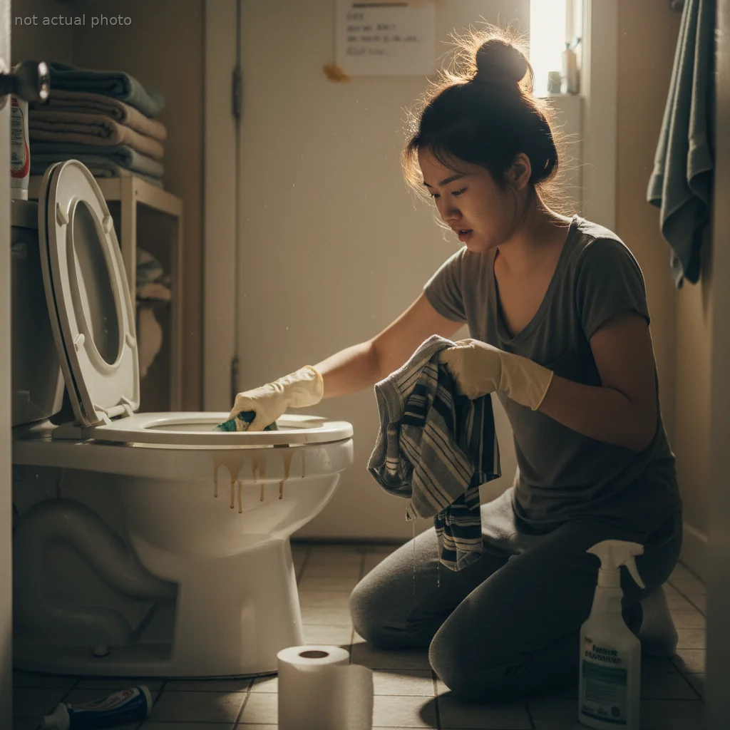 Woman Uses Her Father's Underwear to Clean the Toilet After He Refused to Stop Leaving Spills on the Seat