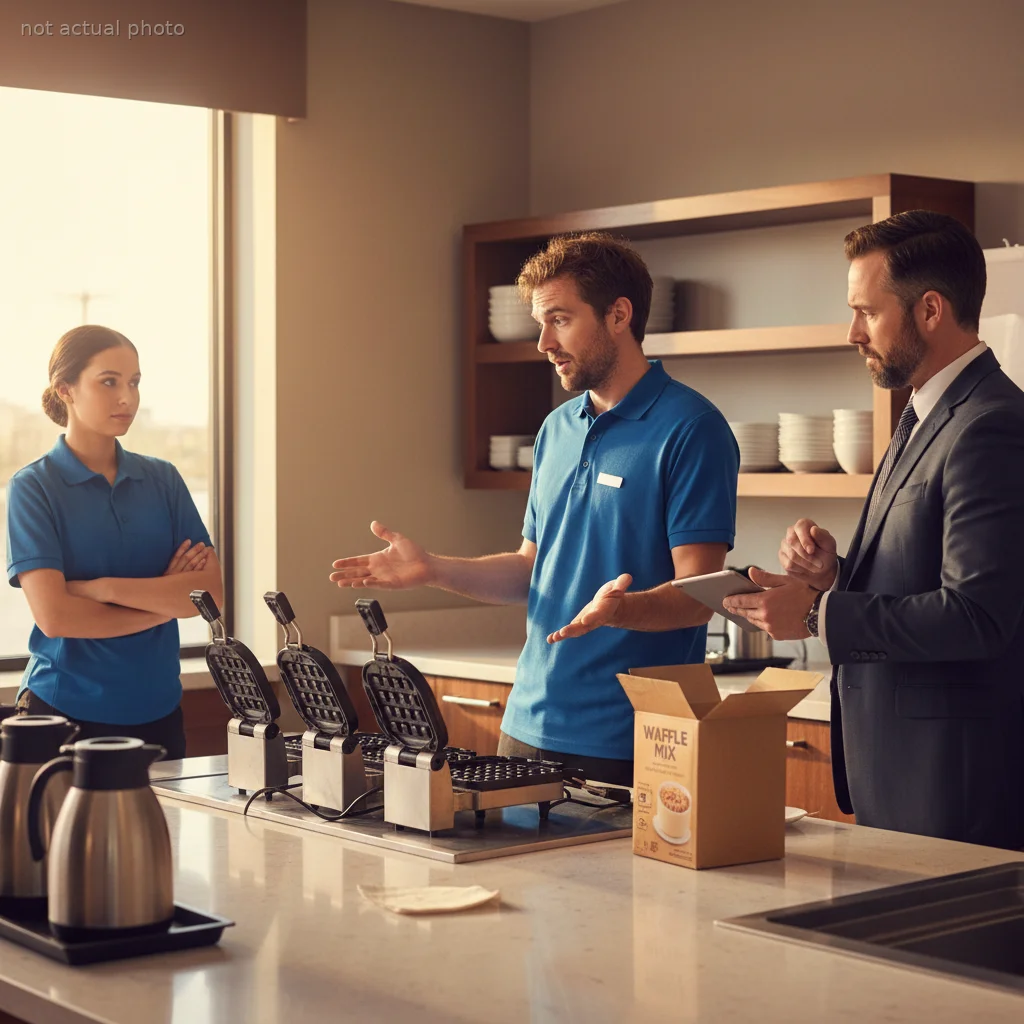 Hotel Worker Stops Reminding Her Lazy Co-Worker About The Waffles, Letting Him Implode In Front Of The Boss