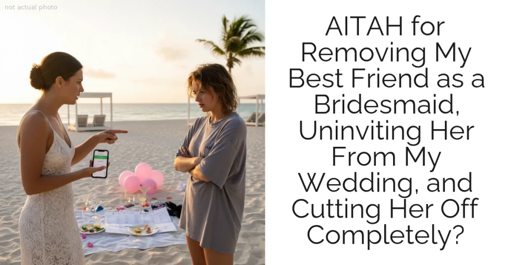 AITAH for Removing My Best Friend as a Bridesmaid, Uninviting Her From My Wedding, and Cutting Her Off Completely?