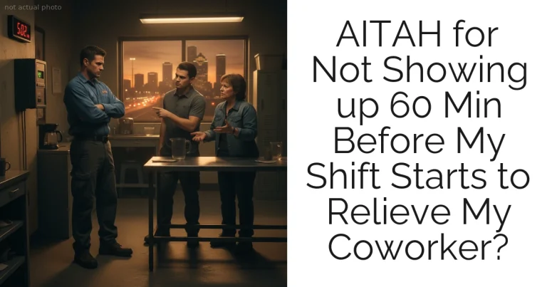 AITAH for Not Showing up 60 Min Before My Shift Starts to Relieve My Coworker?