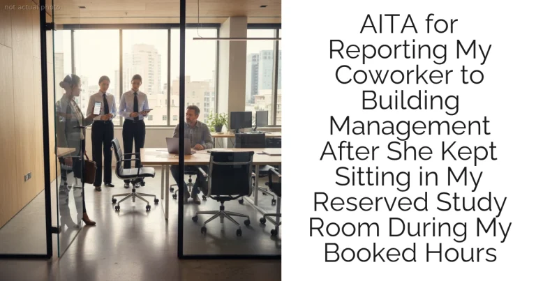 AITA for Reporting My Coworker to Building Management After She Kept Sitting in My Reserved Study Room During My Booked Hours