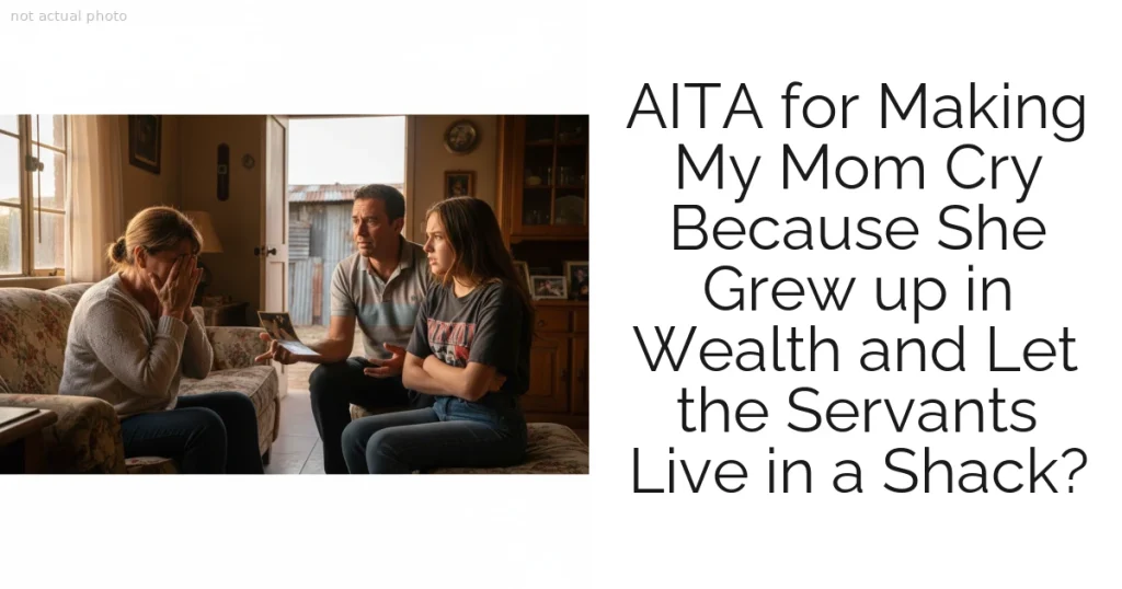 AITA for Making My Mom Cry Because She Grew up in Wealth and Let the Servants Live in a Shack?