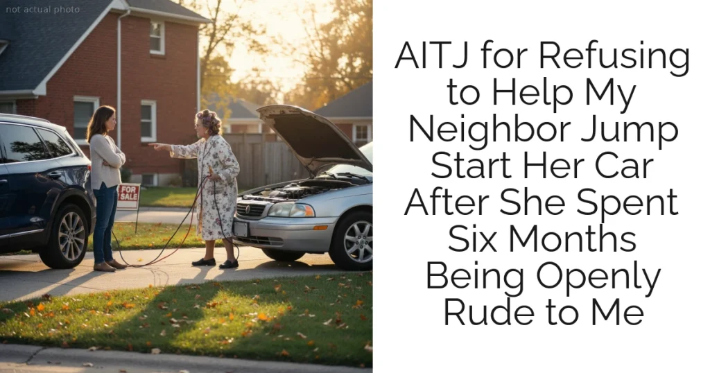 AITJ for Refusing to Help My Neighbor Jump Start Her Car After She Spent Six Months Being Openly Rude to Me