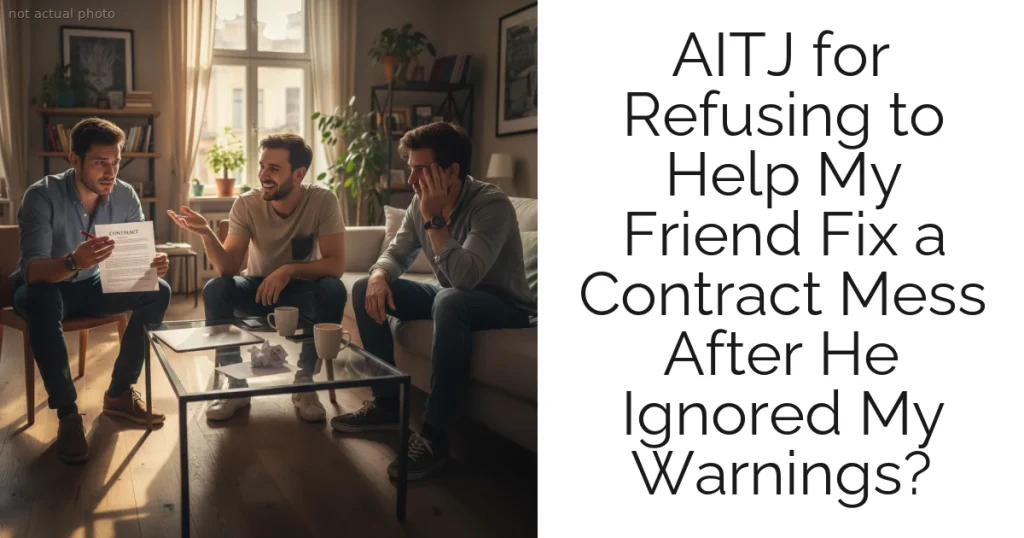 AITJ for Refusing to Help My Friend Fix a Contract Mess After He Ignored My Warnings?