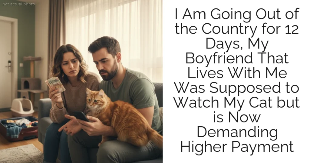 I Am Going Out of the Country for 12 Days, My Boyfriend That Lives With Me Was Supposed to Watch My Cat but is Now Demanding Higher Payment