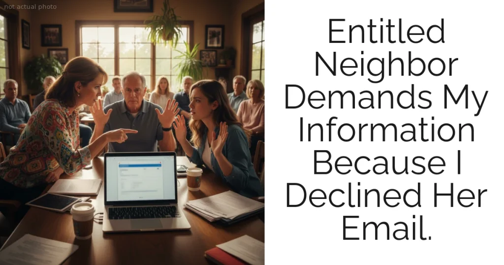 Entitled Neighbor Demands My Information Because I Declined Her Email.