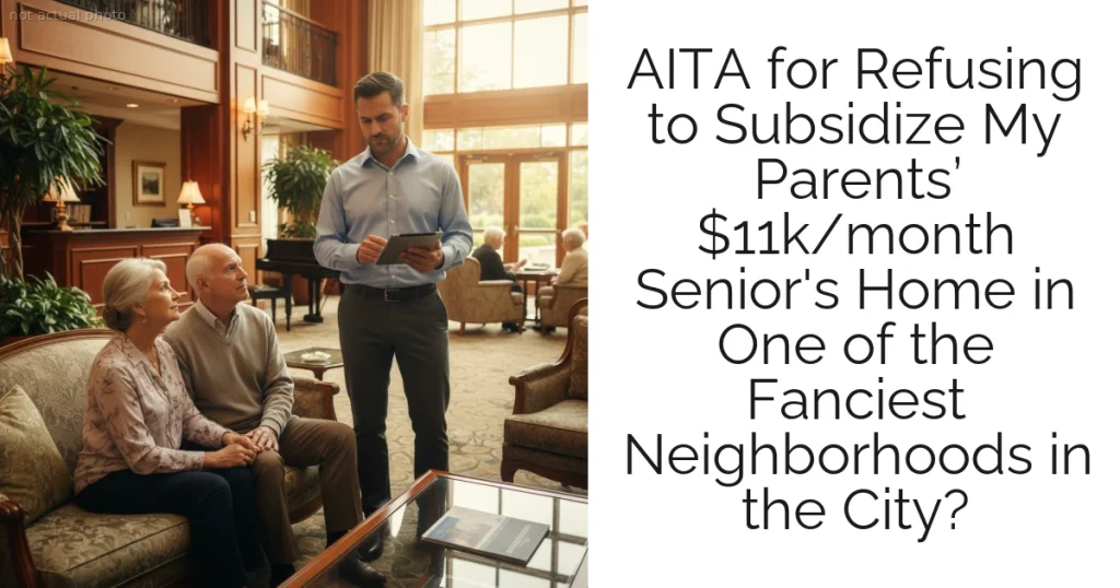 AITA for Refusing to Subsidize My Parents’ $11k/month Senior's Home in One of the Fanciest Neighborhoods in the City?