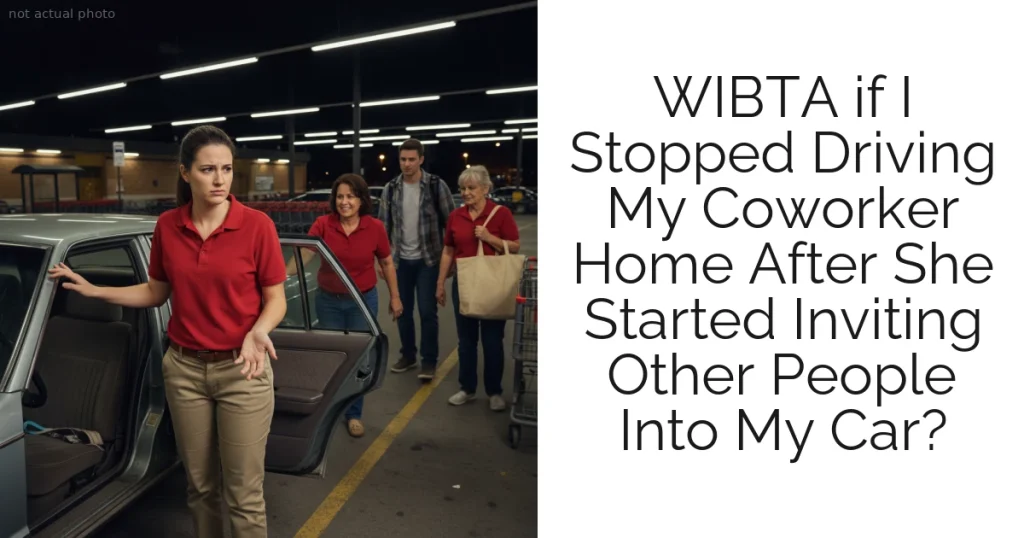 WIBTA if I Stopped Driving My Coworker Home After She Started Inviting Other People Into My Car?