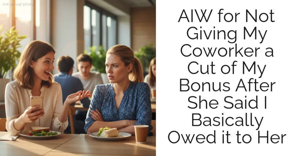 AIW for Not Giving My Coworker a Cut of My Bonus After She Said I Basically Owed it to Her